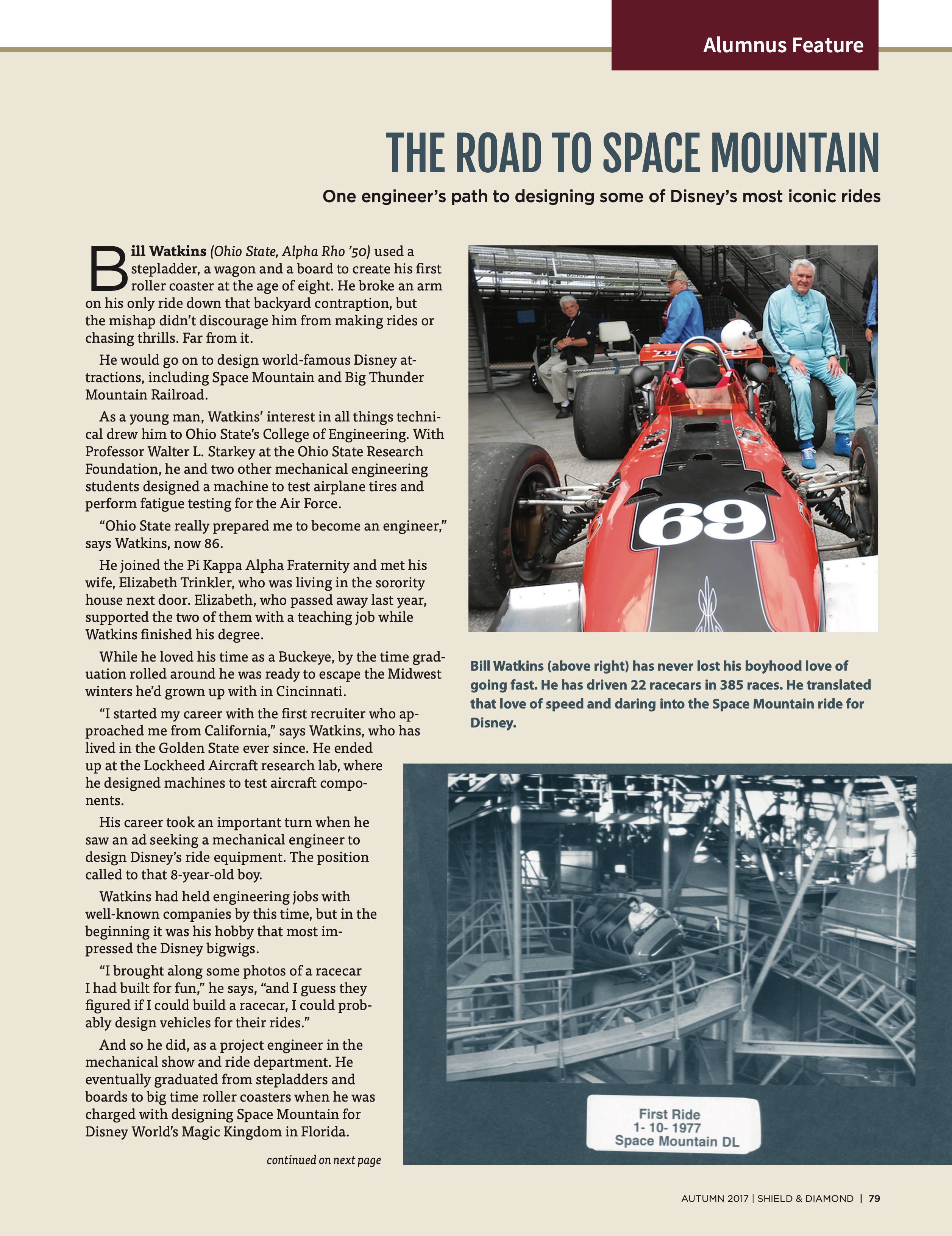 Alumnus Feature: the Road to Space Mountain, Autumn 2017